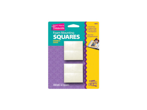 Pack of 64 foam adhesive squares for crafting, ideal for scrapbooking and card making, acid-free and double-sided.