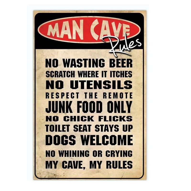 Man Cave Rules Metal Wall Art