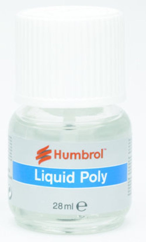 Humbrol Liquid Poly Cement 28ml for precise bonding of plastic model kits with a low viscosity brush application.