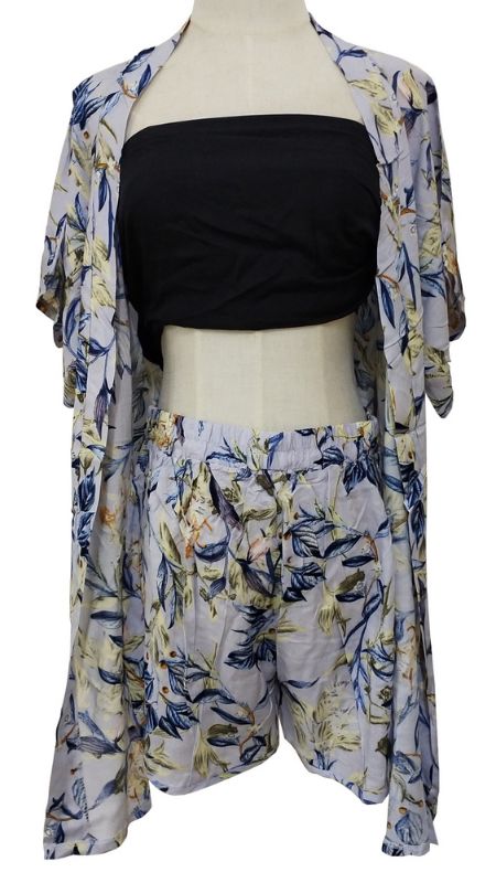 Shorts Set - Blue Leaves