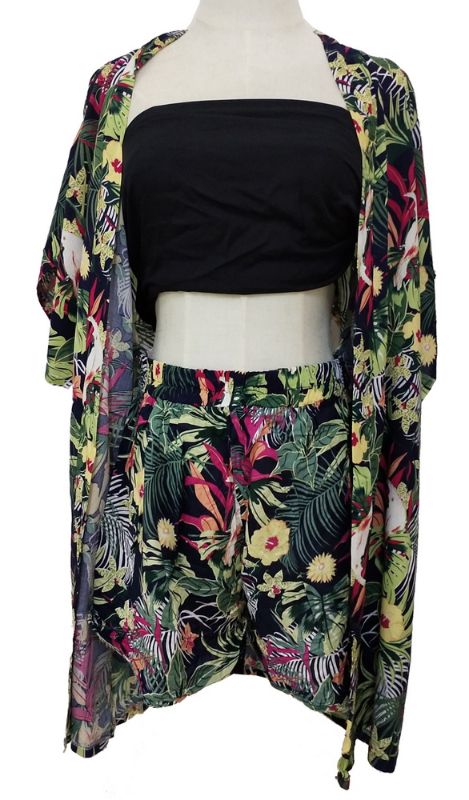 Shorts Set - Parrot on Monstera
