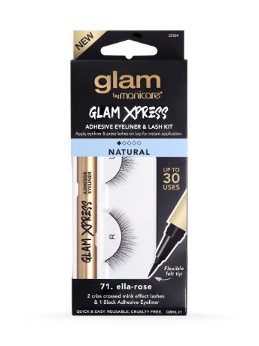 Ella-Rose Glam Xpress Adhesive Eyeliner & Lash Kit for easy lash application and a sleek semi-matte finish.