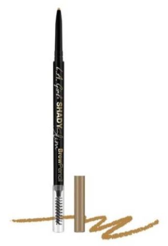 La Girl Shady Slim Brow Pencil in Blonde, featuring a skinny tip for precise, natural-looking brow definition and a spoolie for blending.