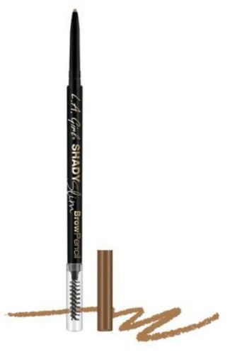 LA Girl Shady Slim Brow Pencil in Taupe, perfect for shaping and filling brows with a retractable tip and spoolie for blending.