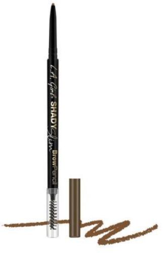 LA Girl Shady Slim Brow Pencil in Soft Brown, featuring a retractable tip for precise, natural-looking brows and a blending spoolie.