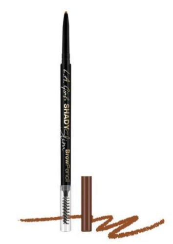 LA Girl Shady Slim Brow Pencil in Auburn with retractable tip for precise, natural-looking brow definition and blending spoolie.