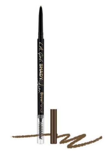 LA Girl Shady Slim Brow Pencil in Warm Brown with ultra-fine tip and spoolie for precise, natural-looking brows.