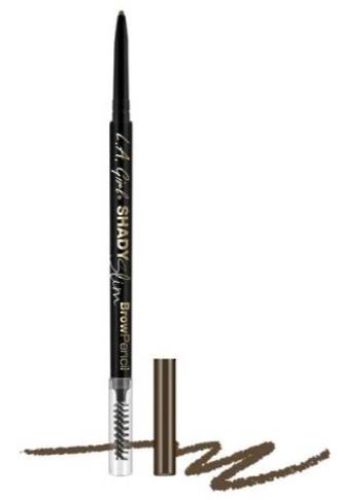 LA Girl Shady Slim Brow Pencil in Medium Brown for natural, filled brows; features a super-skinny tip and blending spoolie.