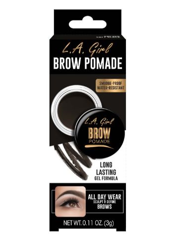 LA Girl Brow Pomade in Soft Black, creamy water-resistant formula for defined, sculpted brows that last all day.