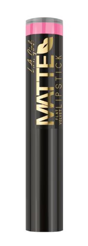 LA Girl Matte Flat Velvet Lipstick in Love Story, a bold matte shade with nourishing shea butter for vibrant, hydrated lips.