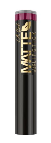Lipstick tube showcasing LA Girl Matte Flat Velvet Lipstick in Va Voom, a bold, rich matte shade with a velvety finish.
