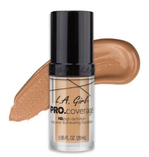 LA Girl Pro Coverage Foundation in Natural, a lightweight, full-coverage foundation for a radiant, flawless complexion.
