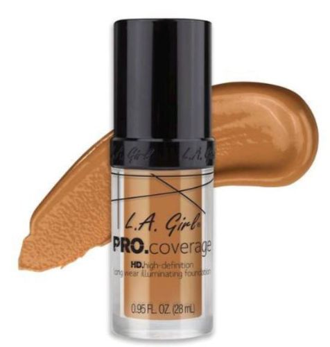 L.A. Girl Pro Coverage Foundation in Warm Beige, a lightweight full-coverage liquid foundation for a flawless complexion.