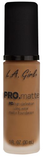 LA Girl Pro Matte Foundation in Cafe, offering a lightweight, creamy texture for a flawless, shine-free matte finish.