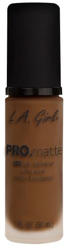 LA Girl Pro Matte Foundation in Cappuccino offers long-lasting, buildable coverage with a smooth, shine-free matte finish.