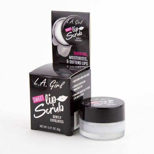 LA Girl Prep & Prime Sweet Lip Scrub for soft, smooth lips; gently exfoliates and moisturizes for healthy, kissable pout.