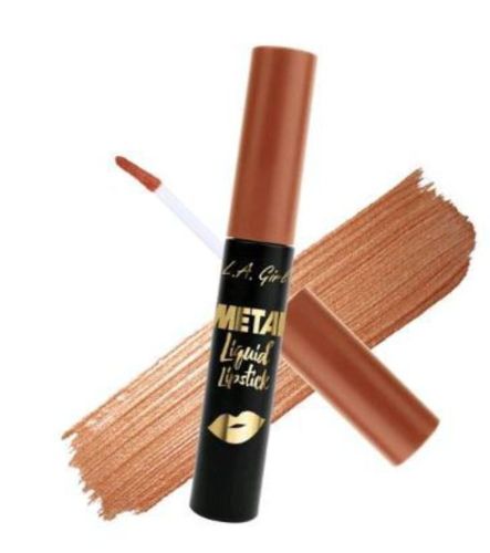 LA Girl Metal Liquid Lipstick in Copper, featuring a vibrant metallic finish and hydrating formula with vitamin E and argan oil.