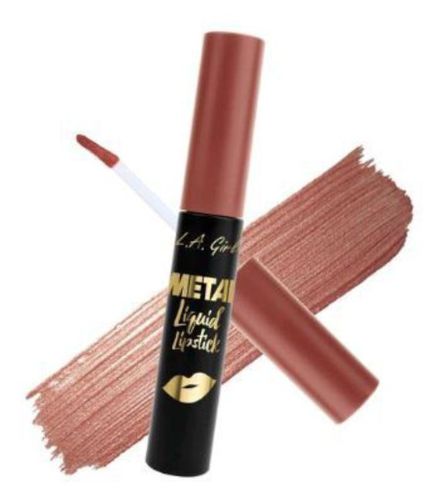 LA Girl Metal Liquid Lipstick in Smolder, a rich metallic lip color with nurturing vitamin E and argan oil for comfort.
