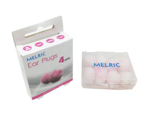 Mouldable wax ear plugs with 23 dB noise reduction for comfort and peace during sleep, travel, and relaxation.