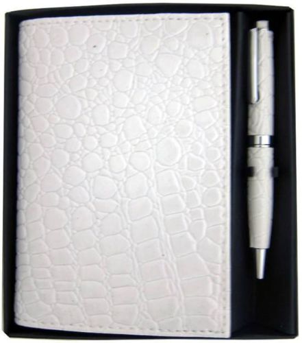 Memo Pad & Pen Set - White Croc