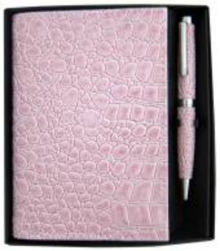 Memo Pad & Pen Set - Light Pink Croc