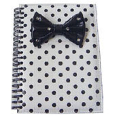 Bow Notebook - White/Black Polka Dot
