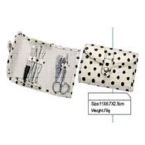 White/Black Polka Dot Manicure Set 6pc