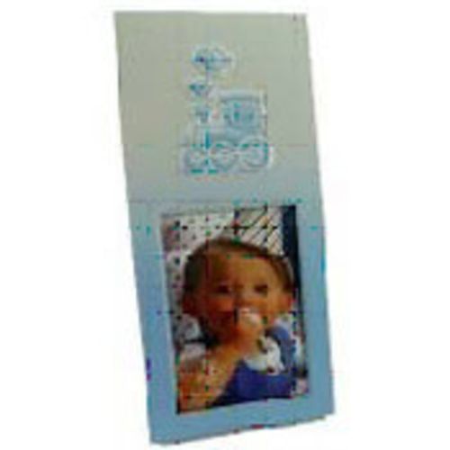Alu. Baby Photo Frame Blue Train