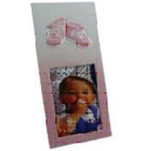Alu. Baby Photo Frame Pink Bootees