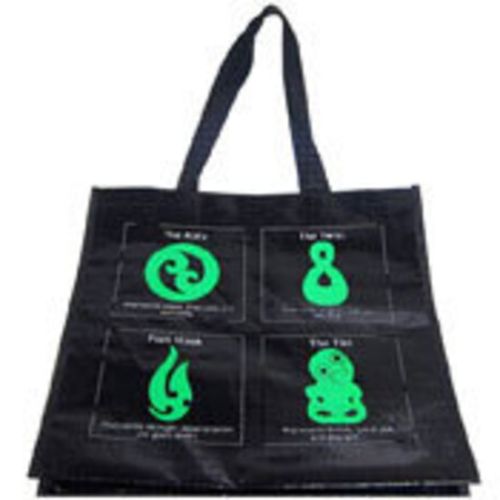 Eco-friendly Shopper Bag featuring Maori designs, perfect for groceries, beach trips, and showcasing kiwi culture.