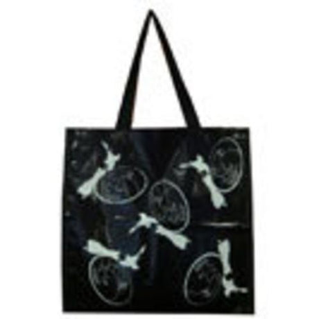 Vibrant kiwi-themed eco-friendly shopper bag made from durable woven polypropylene, perfect for shopping or beach outings.