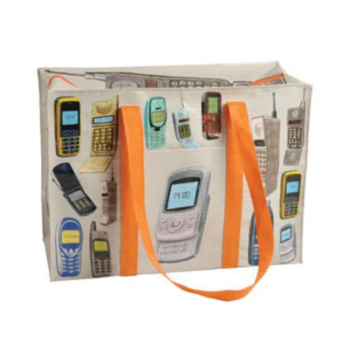 Eco-friendly shoulder tote bag with spacious pocket for cellphone and essentials, featuring comfortable straps.