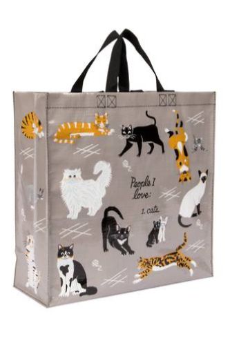 Eco-friendly tote bag featuring whimsical cat designs, perfect for cat lovers and everyday use.
