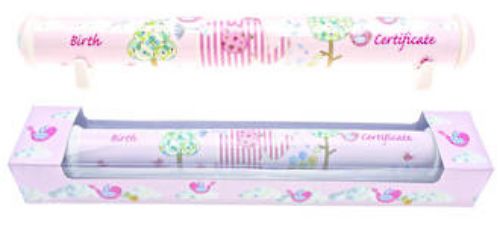 Pink Elephant Birth Certificate Holder