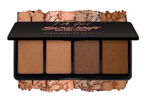 LA Girl Highlighter Palette - Sunlight Sensation features four radiant shades for a silky-smooth, sun-kissed glow.