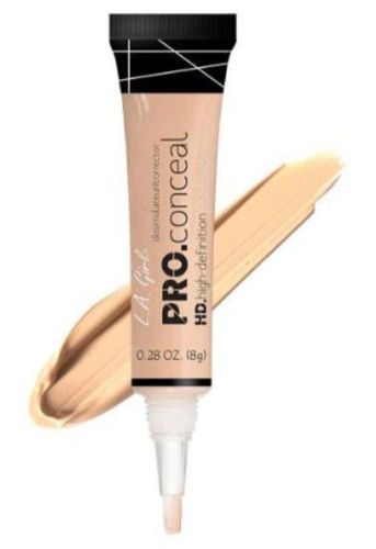 LA Girl Pro Concealer in Creamy Beige offers lightweight, opaque coverage for dark circles and imperfections, ideal for all skin types.