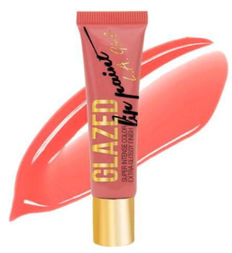 LA Girl Glazed Lip Paint in Peony: vibrant, glossy lip color with vitamin E and peppermint, perfect for any occasion.