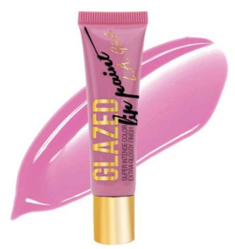LA Girl Glazed Lip Paint in Whimsical: vibrant color, glossy finish, nourishing formula with vitamin E and peppermint oil.
