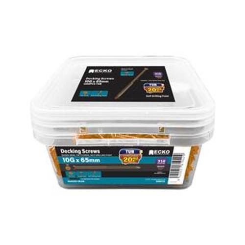 Decking Screw Raised Head SS316 Bronze - Ecko 10g x 65 Tub 1200