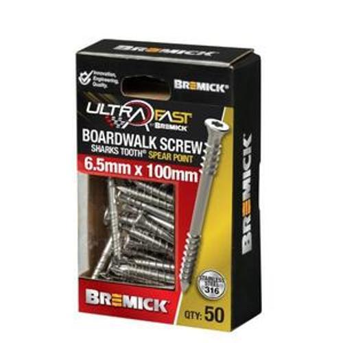 UltraFast Decking Screw SS316 6.5-6 x - Bremick 100mm TORX 30 50 Pack
