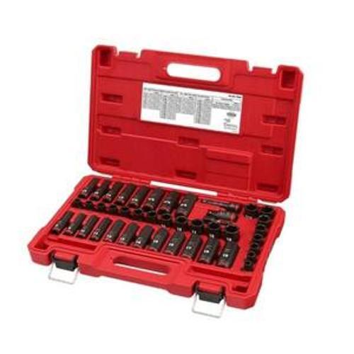 SHOCKWAVE Impact Socket Set 3/8 Inch Drive SAE & Metric 6 Point 43 Piece