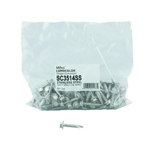 Screws 14g x 35mm Stainless Steel 100 Pack - LUMBERLOK