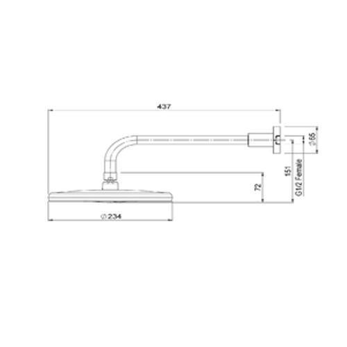 Kiri Overhead Shower Satinjet on Wall Arm Graphite Faceplate - Methven
