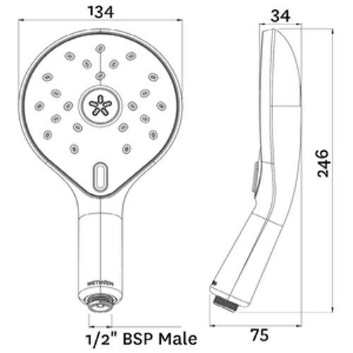 Koha Shower Handset Satinjet MKII White Faceplate KHHSCPWH - Methven