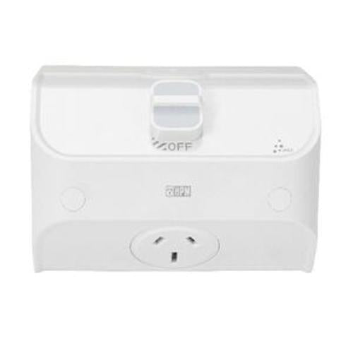 Aqua Weatherproof Single Powerpoint 15A Misty Grey - HPM