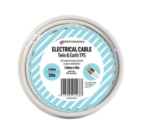 Electrical Cable Twin & Earth - Prysmian 1.0mm TPS 10m Roll Blister Pack