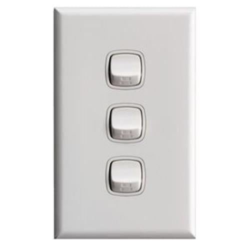 Excel Vertical Rocker Switch 3 Gang White - HPM