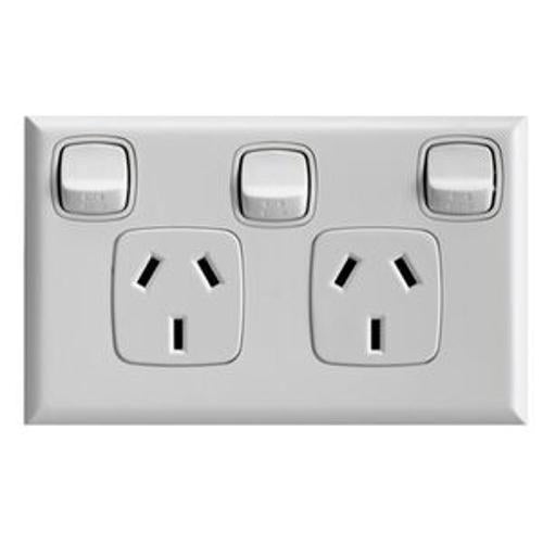 Excel Double Powerpoint With Extra Switch 10A White - HPM
