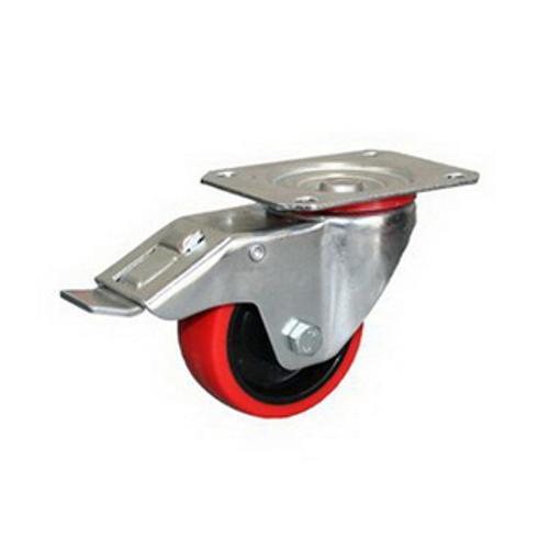 Total Braked Medium Industrial Swivel Plate Castor 80mm 100kg Plain Bearing