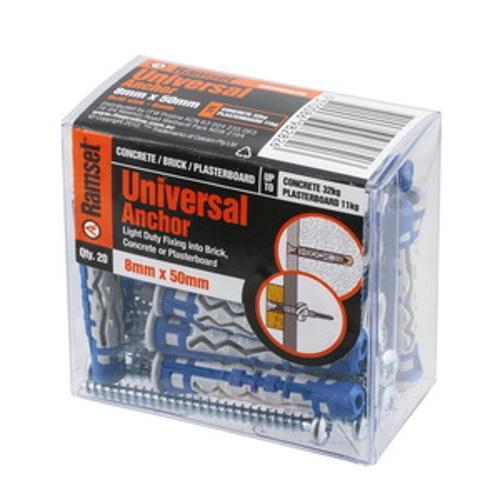 Light Duty Fixing Universal Wall Anchor M8 - Ramset 50mm 20 Pack